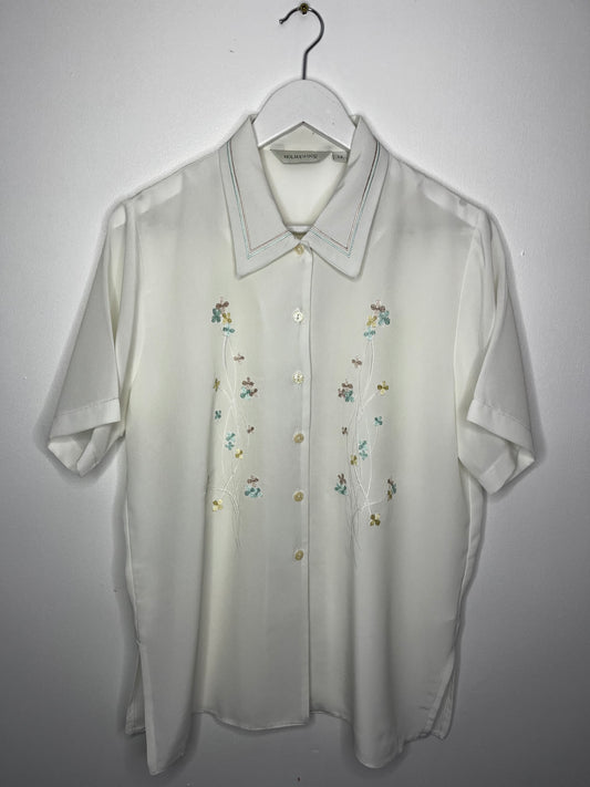 Floral Embroidered White Blouse