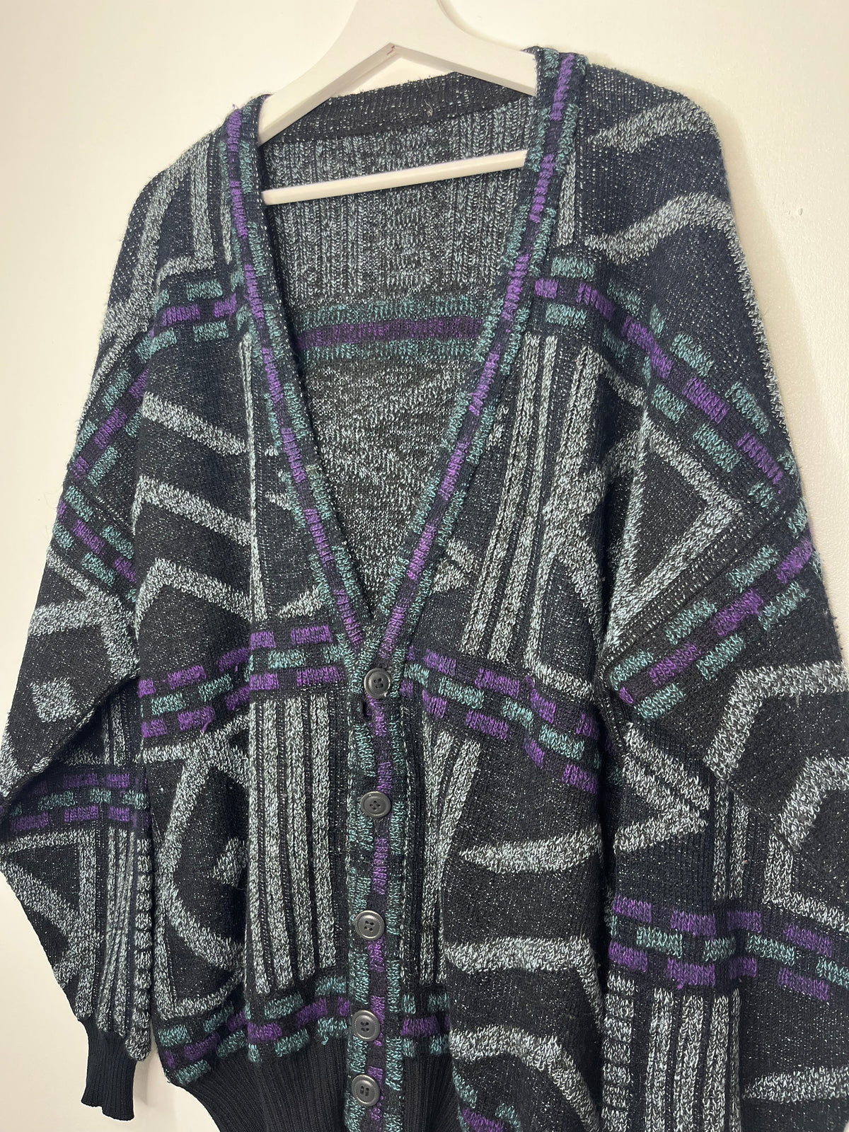 Grey Purple 90s Grunge Cardigan
