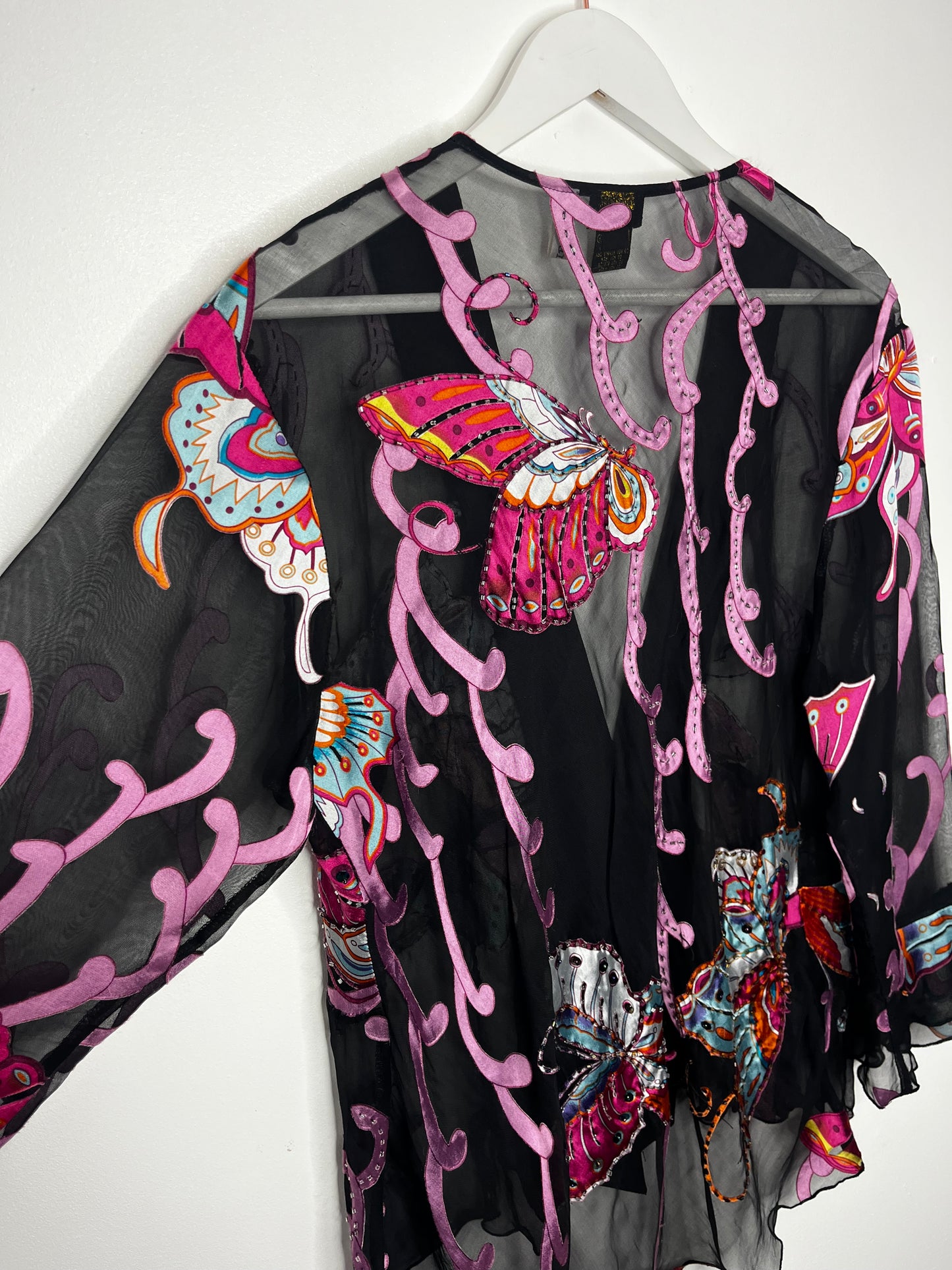 Semi Sheer Part Silk Butterfly Fairycore Blouse