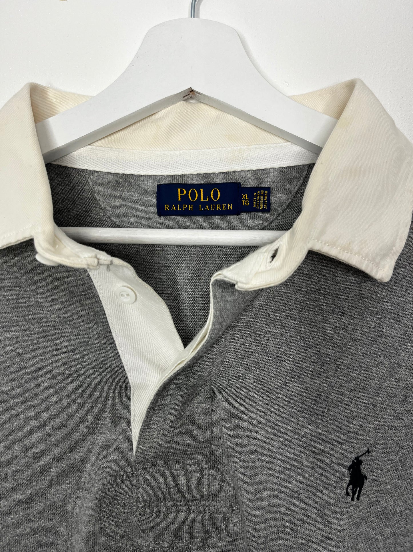 Grey Ralph Lauren Vintage Jersey Style Polo Top