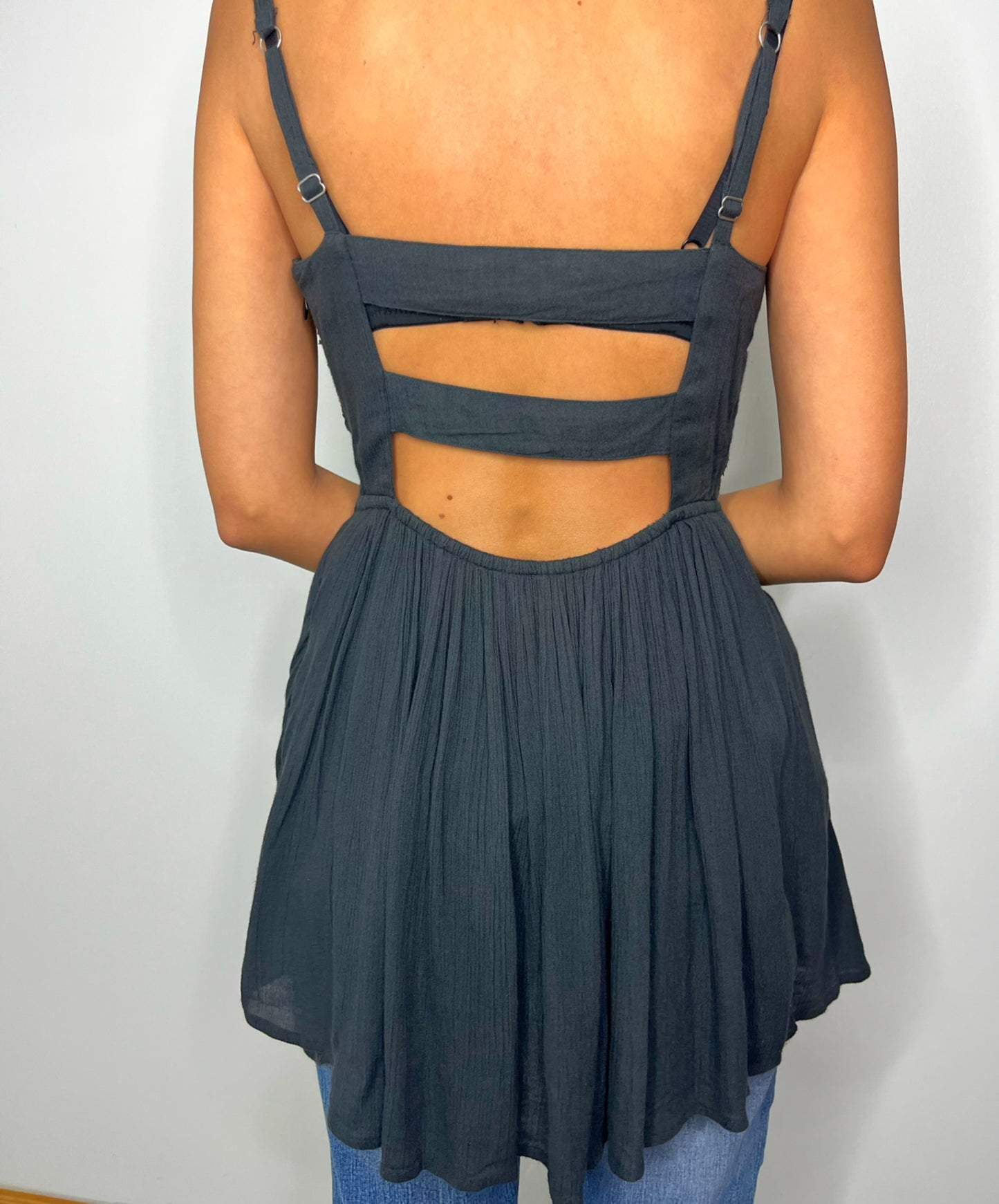 Y2k Silver Hollister Strap Floaty Top