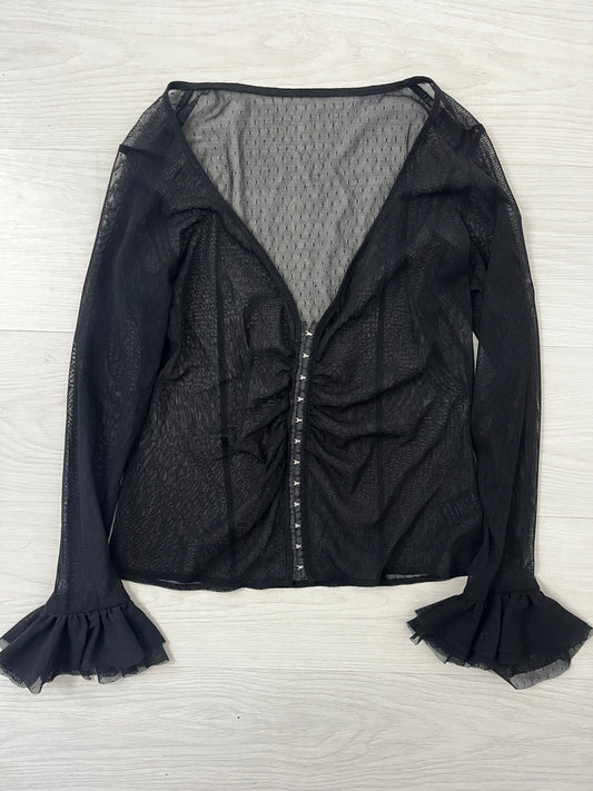 Black Semi Sheer Whimsical Blouse