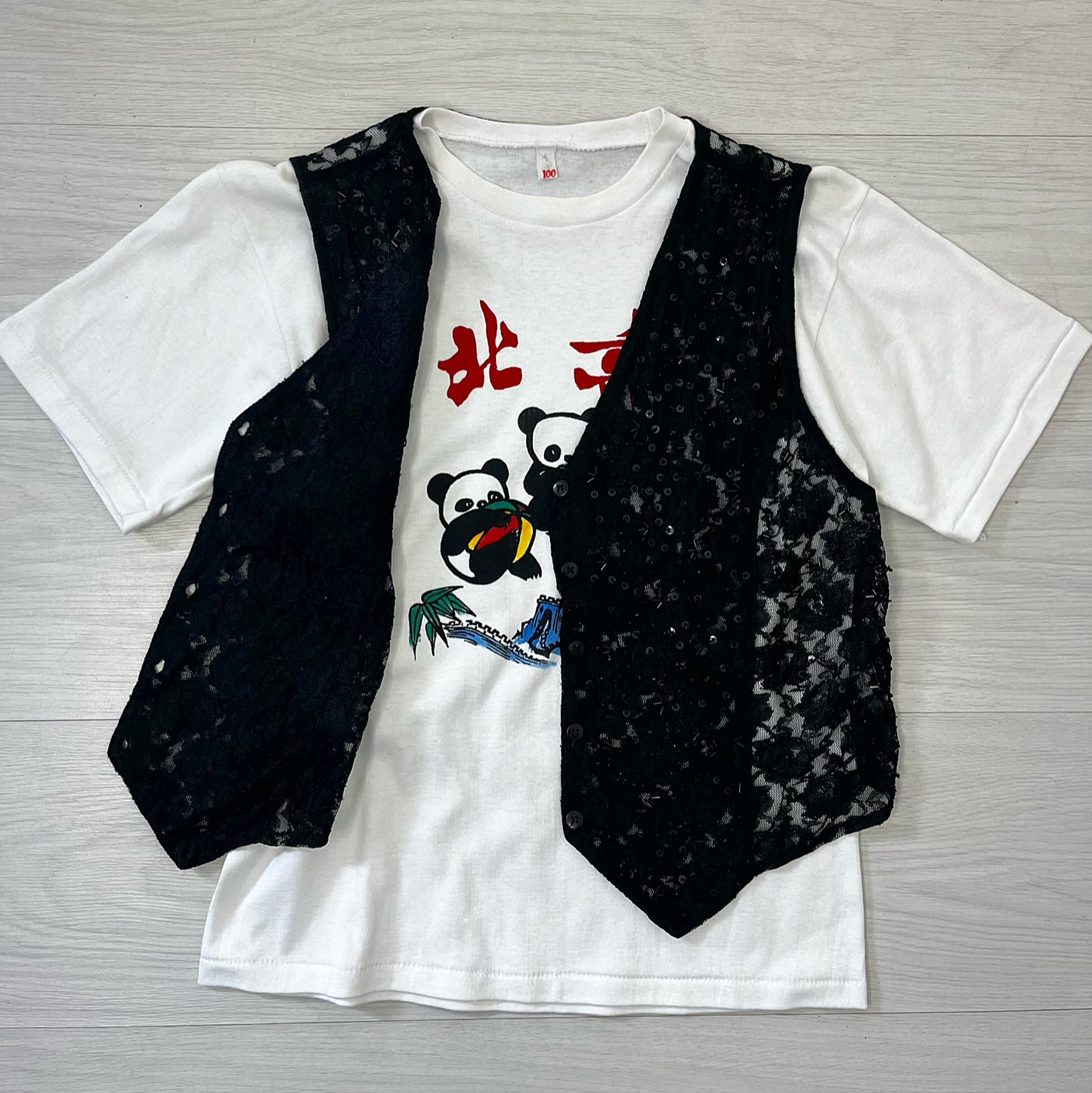 Lace waistcoat & panda top