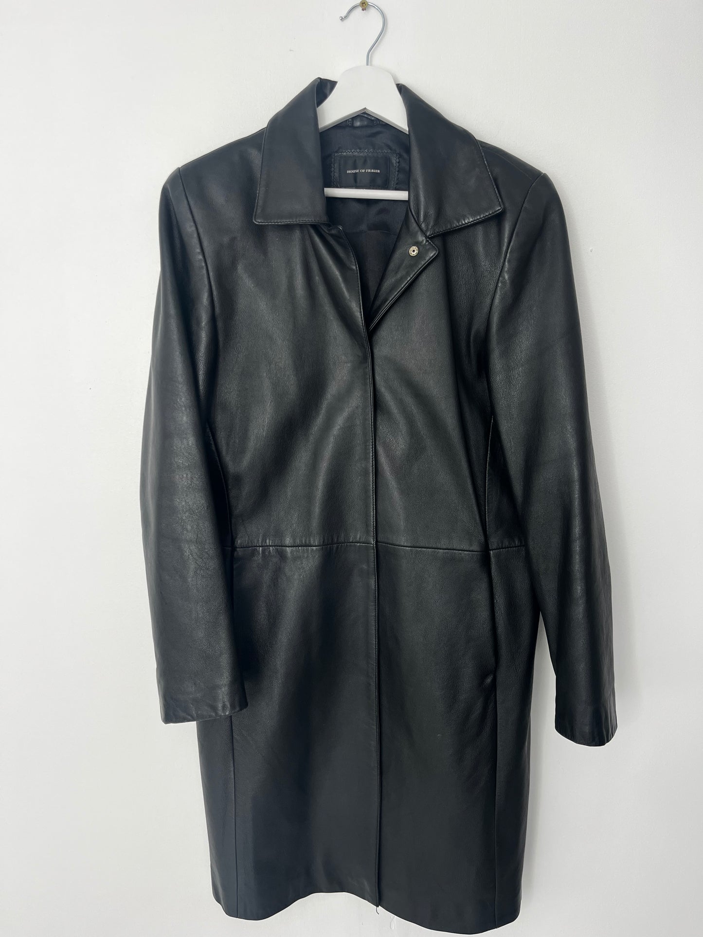 Women’s Long Black 1990s Vintage Leather Jacket