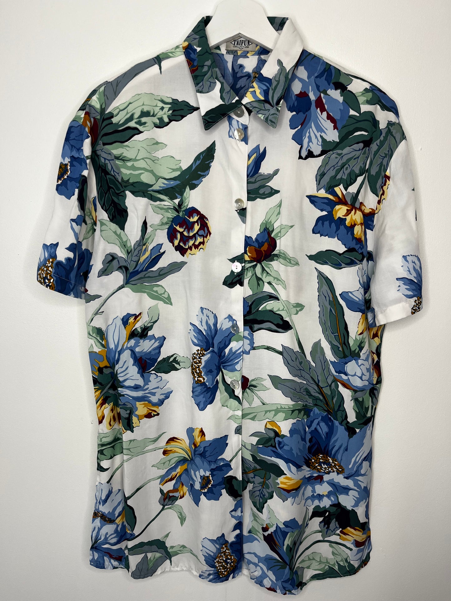 Blue Vintage Floral Summer Shirt
