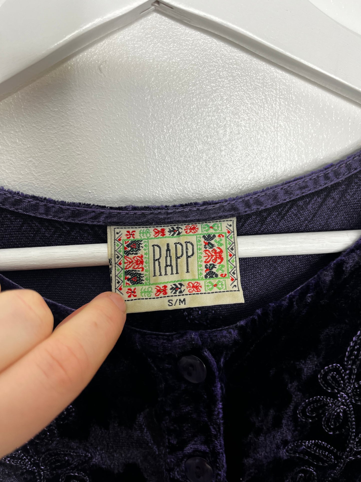 True Vintage Velvet Purple Whimsical Tie Back Blouse