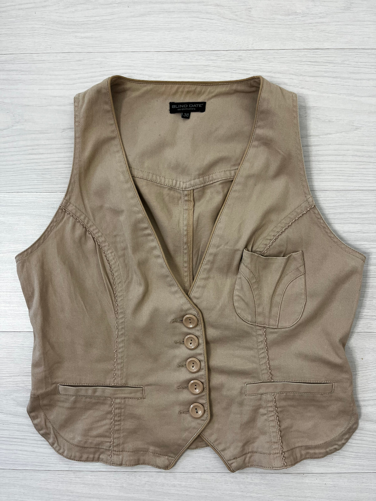Y2k Beige Waistcoat Jacket