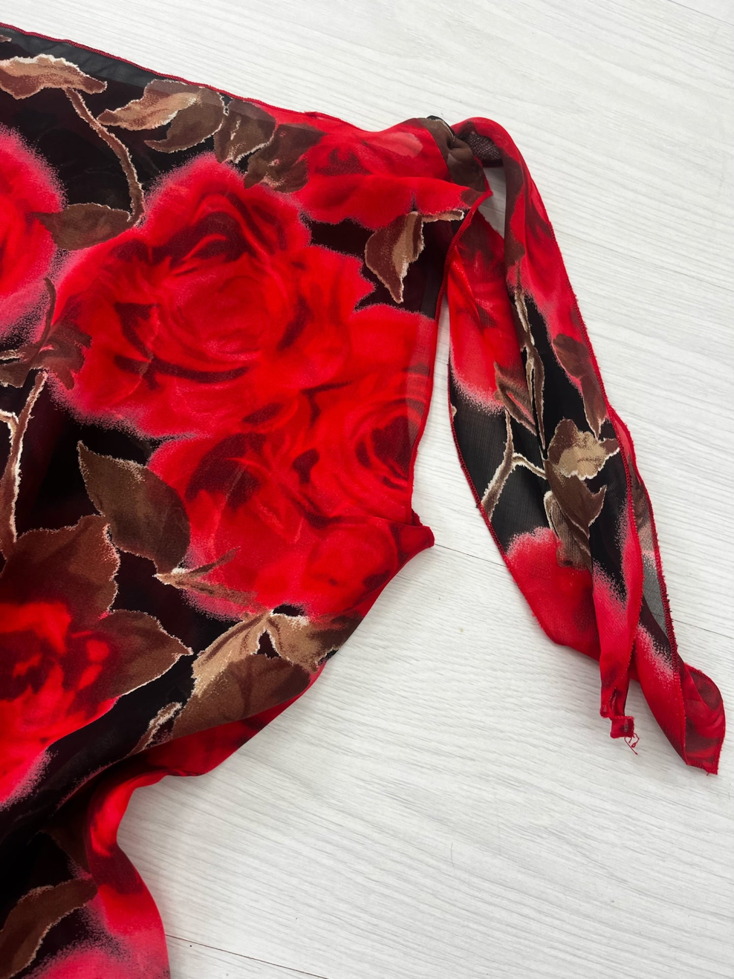 Y2k Asymmetrical Semi Sheer Vintage Red Blouse