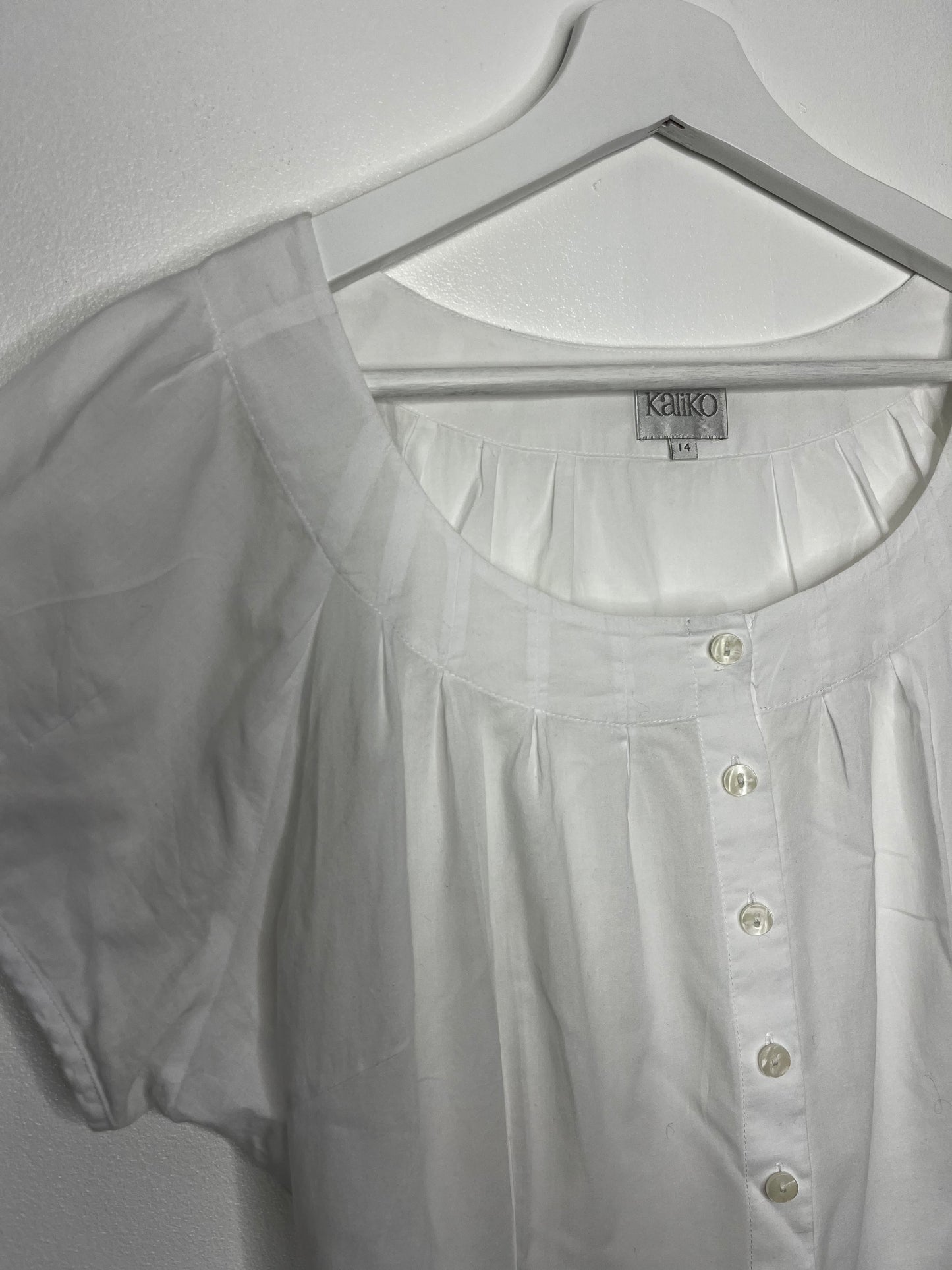 Pure Cotton Button Down Embroidered White Blouse