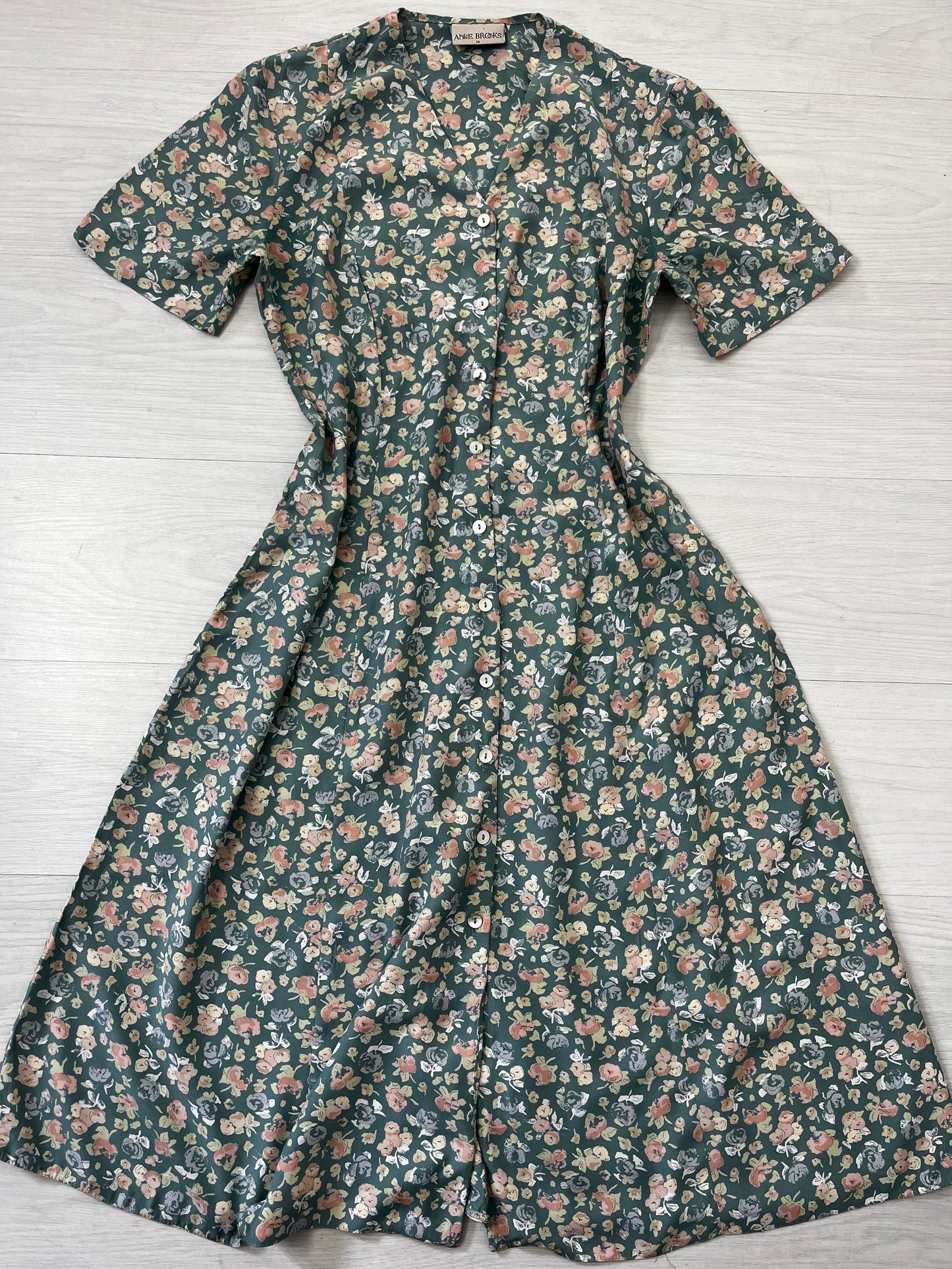 1990s Button Down Pastel Floral Spring Dress