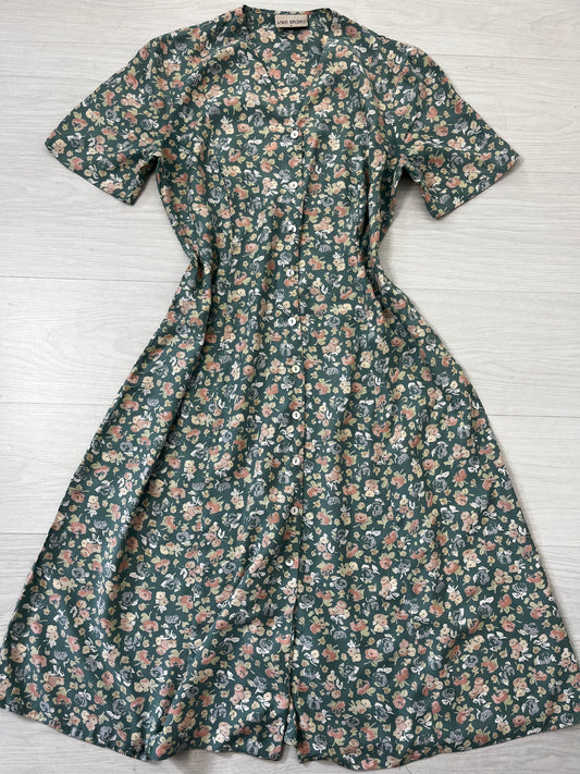 1990s Button Down Pastel Floral Spring Dress