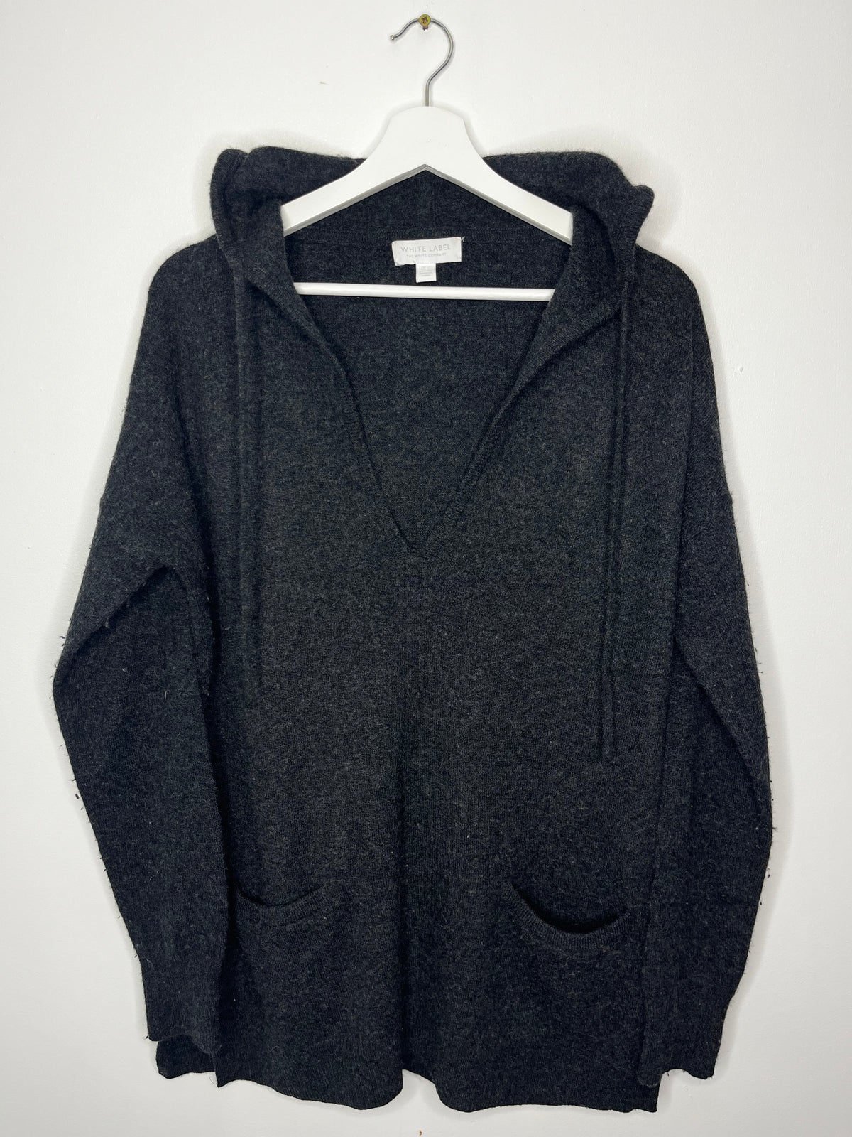 White Company Grey Wool Hooded Jumper
