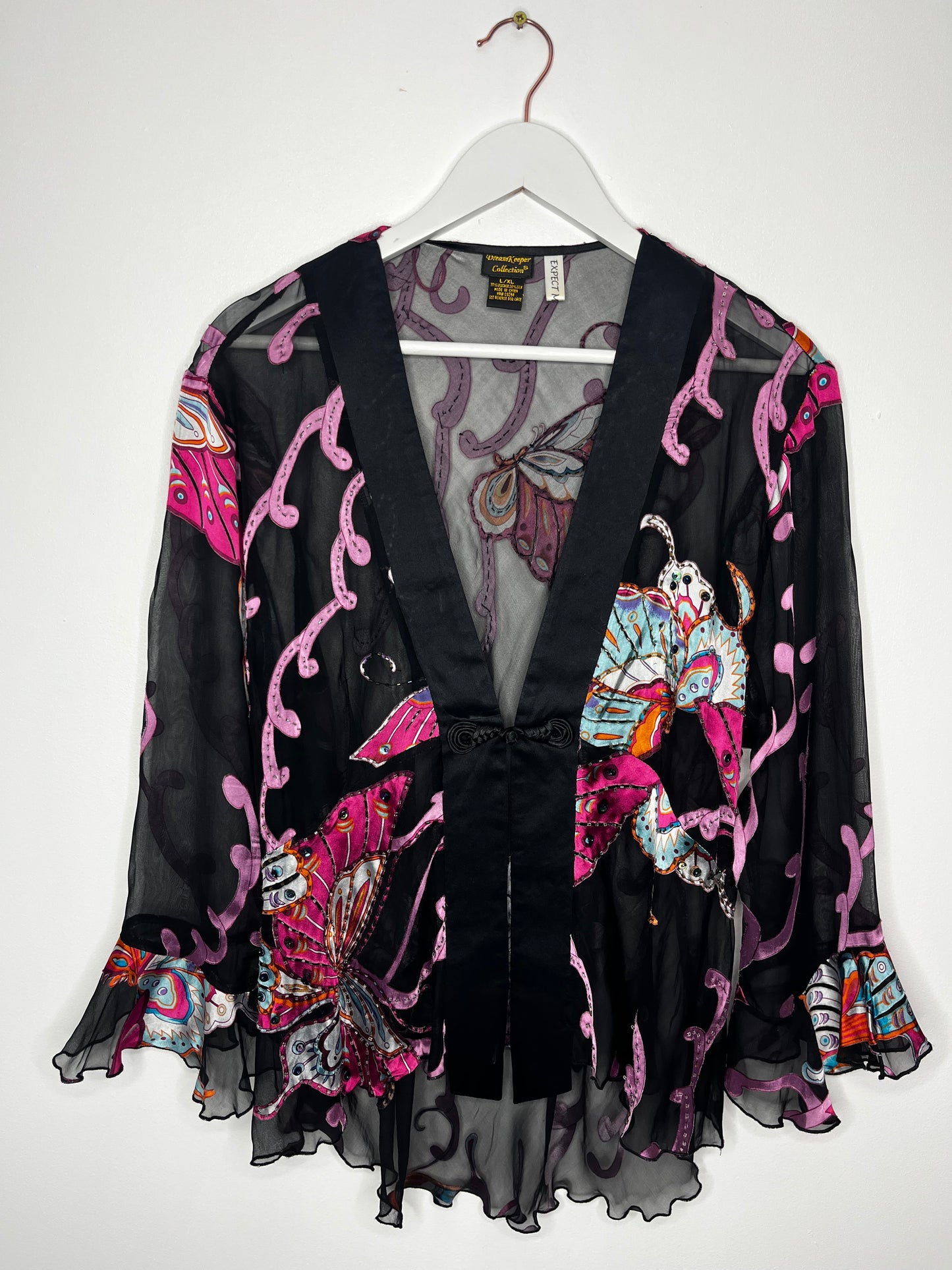 Semi Sheer Part Silk Butterfly Fairycore Blouse