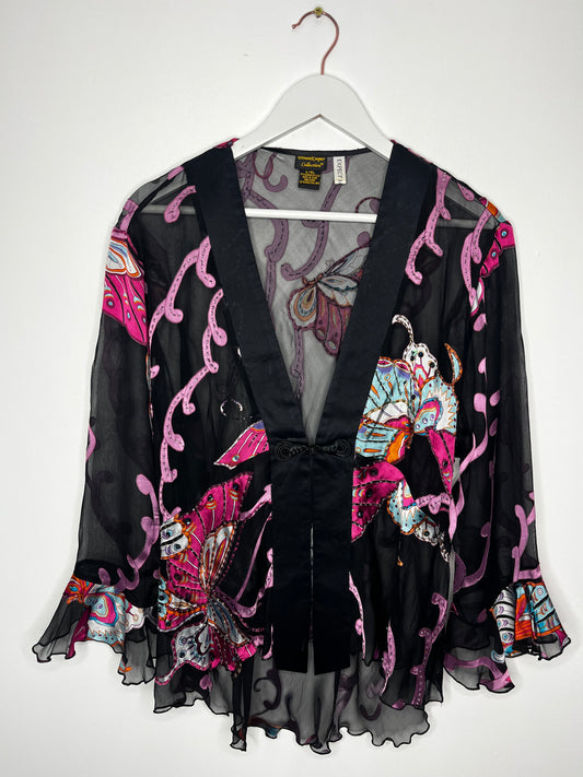 Semi Sheer Part Silk Butterfly Fairycore Blouse