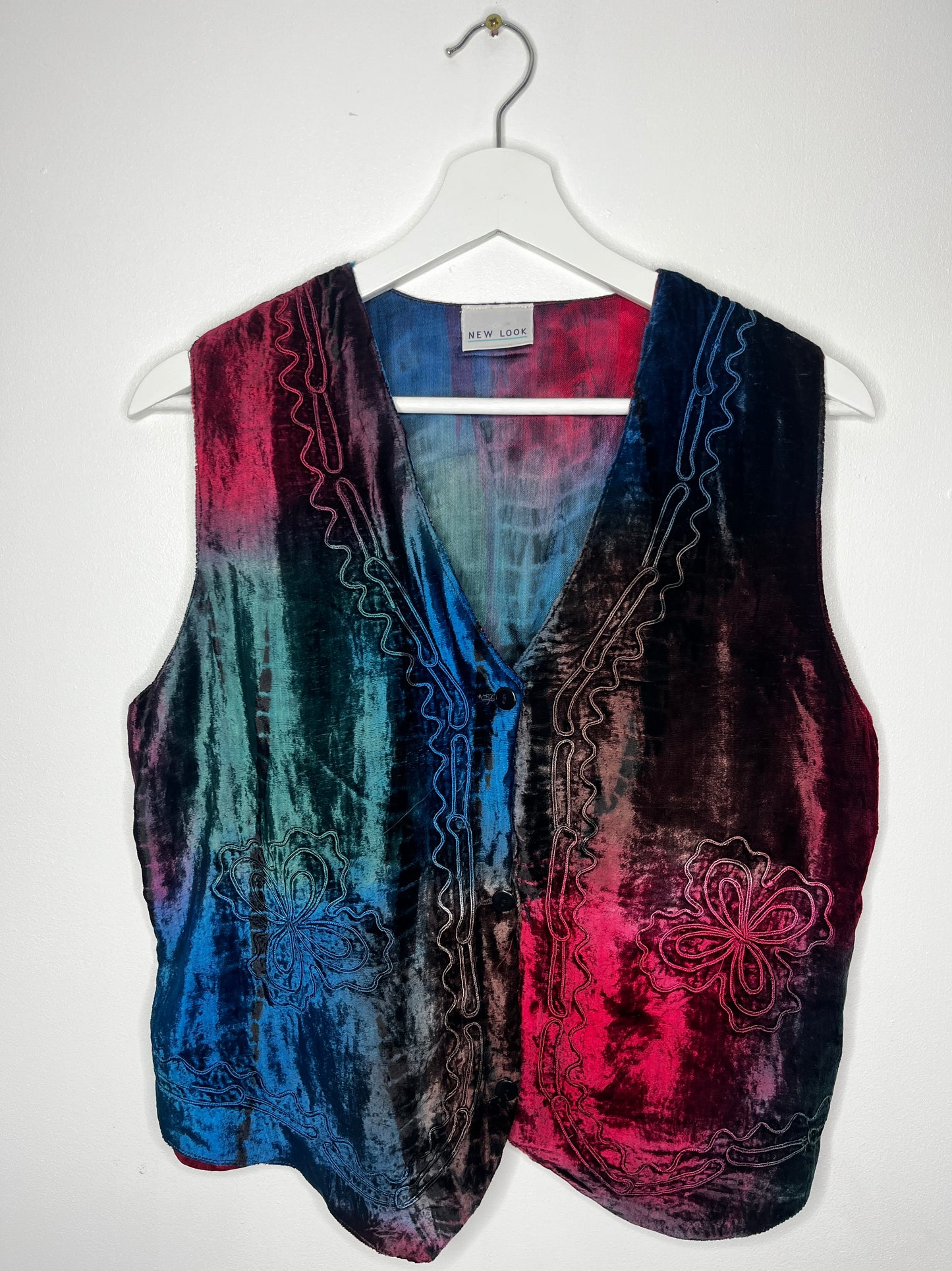 Tie Dye Velvet Whimsical Vintage Waistcoat