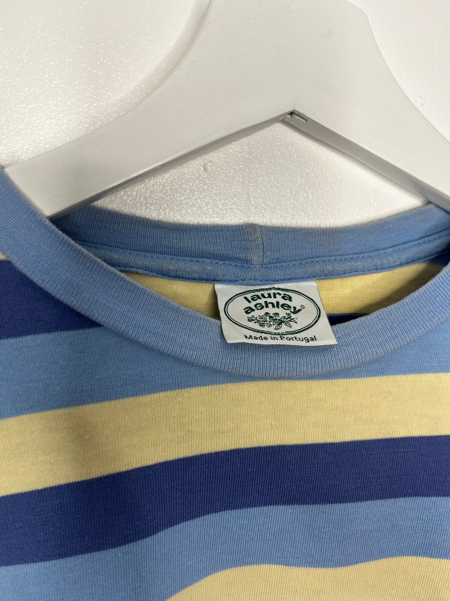True Vintage Laura Ashley Blue Yellow Stripe Top