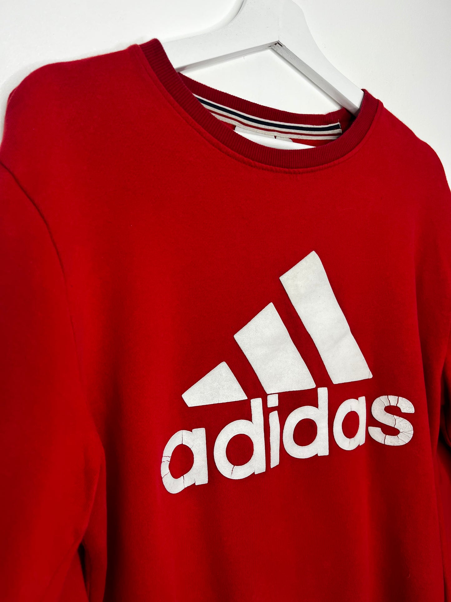 Red Vintage Adidas Crew Neck Jumper
