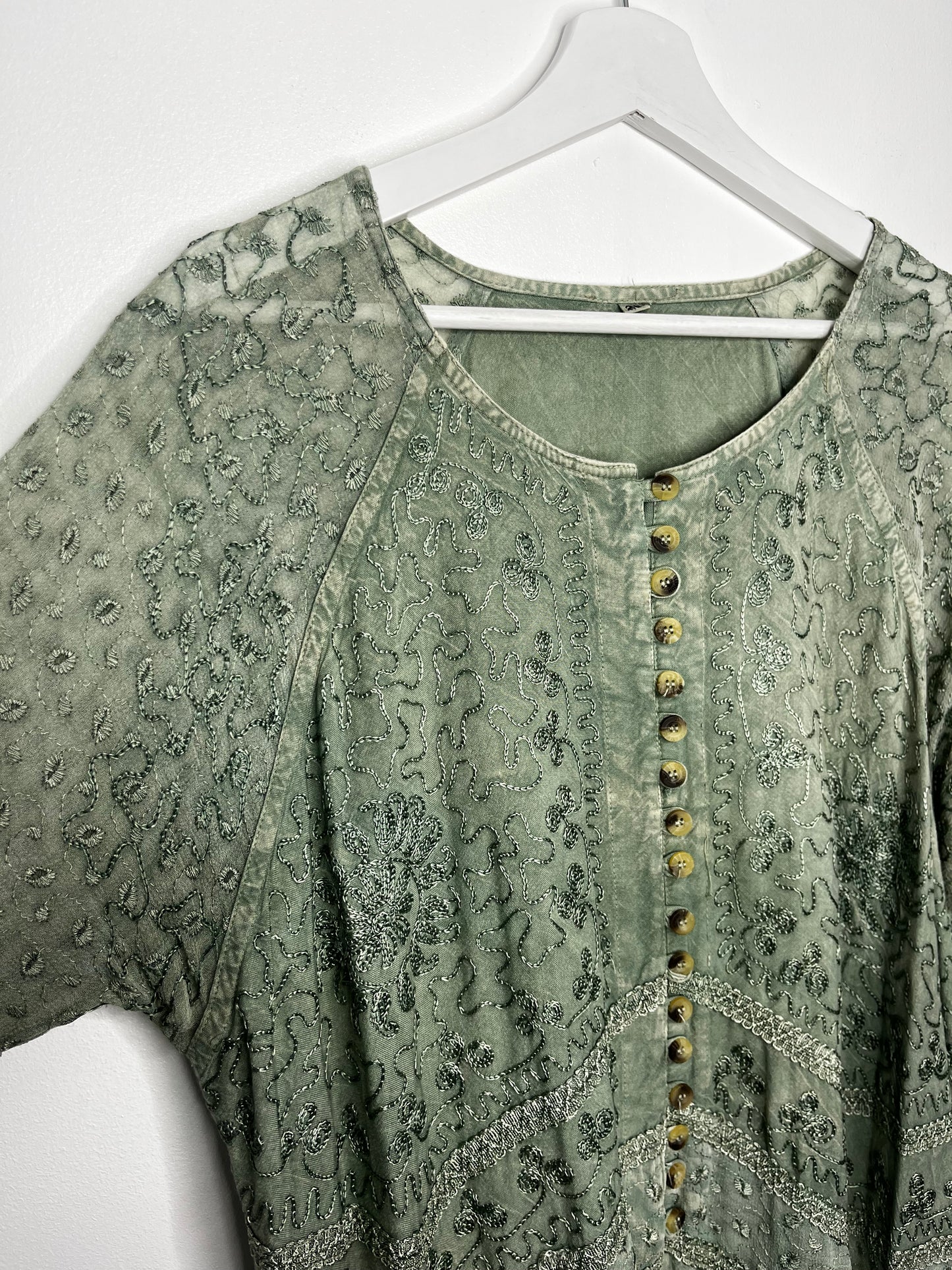 Sage Green Fairycore Tie Back Long Blouse