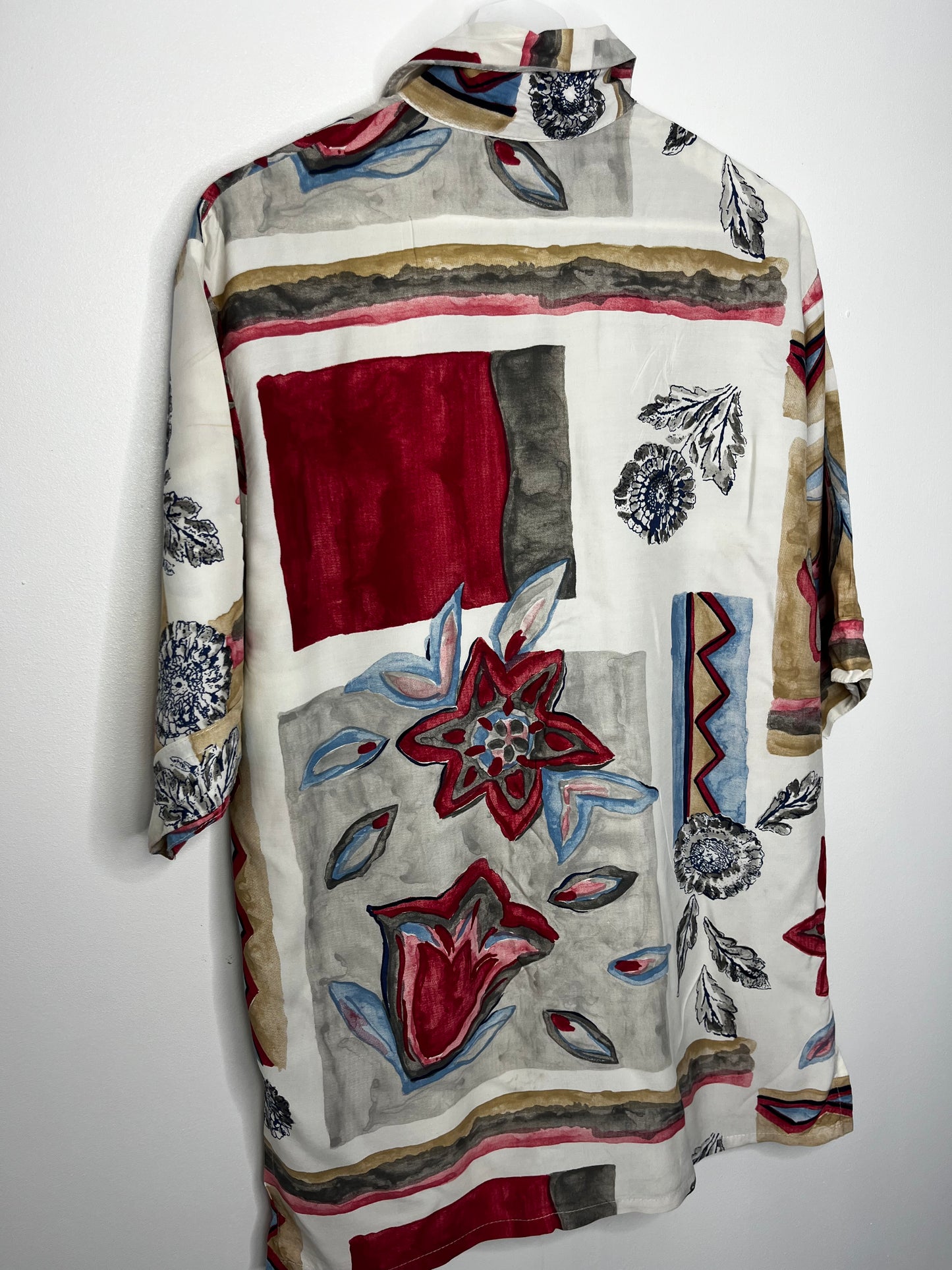 True Vintage Multi Pattern Burgundy White Shitt