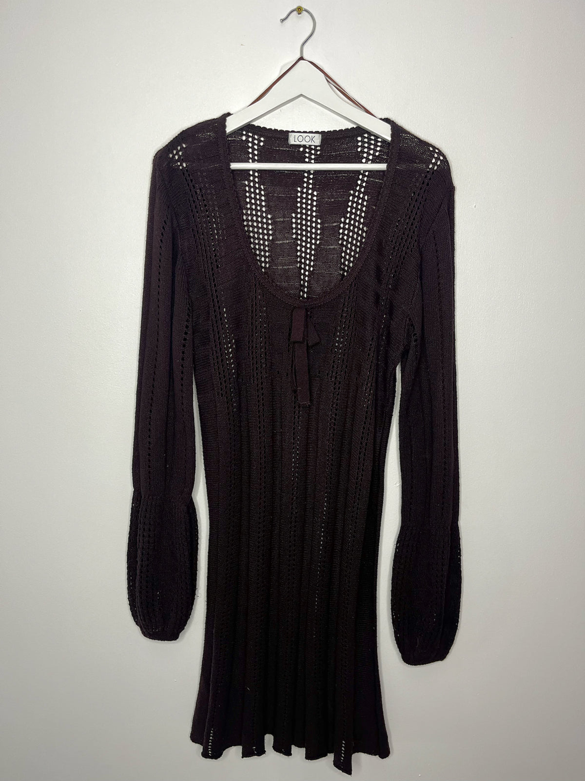 Brown Crochet Vintage Dress