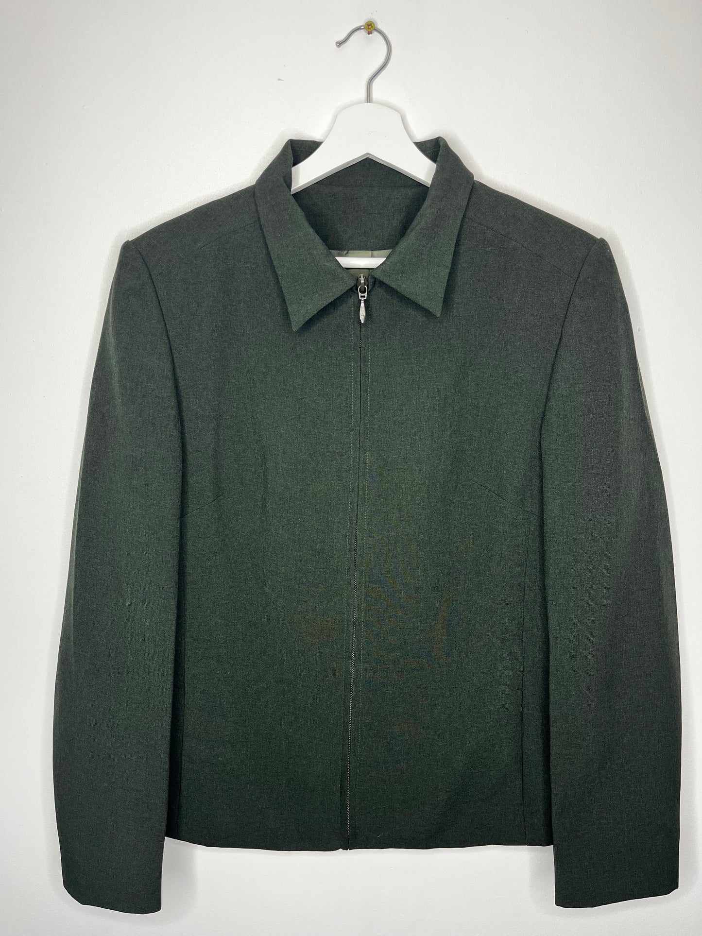 Dark Green Boxy Staple Zip Vintage Jacket
