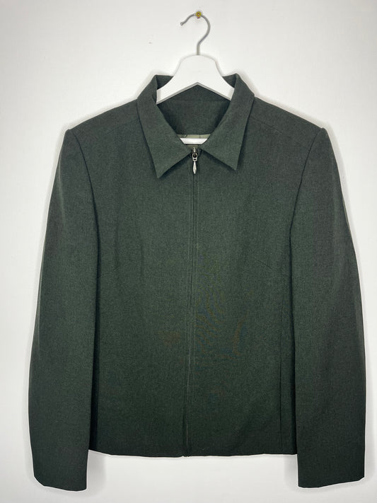 Dark Green Boxy Staple Zip Vintage Jacket