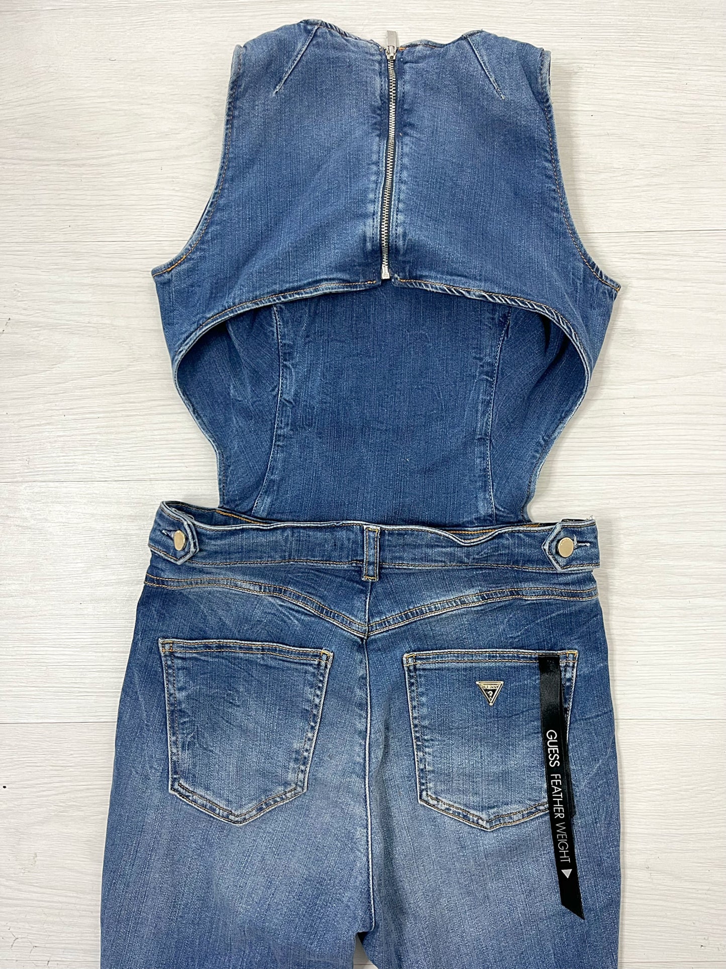 GUESS Feather Weight Denim Backless Jumpsuit