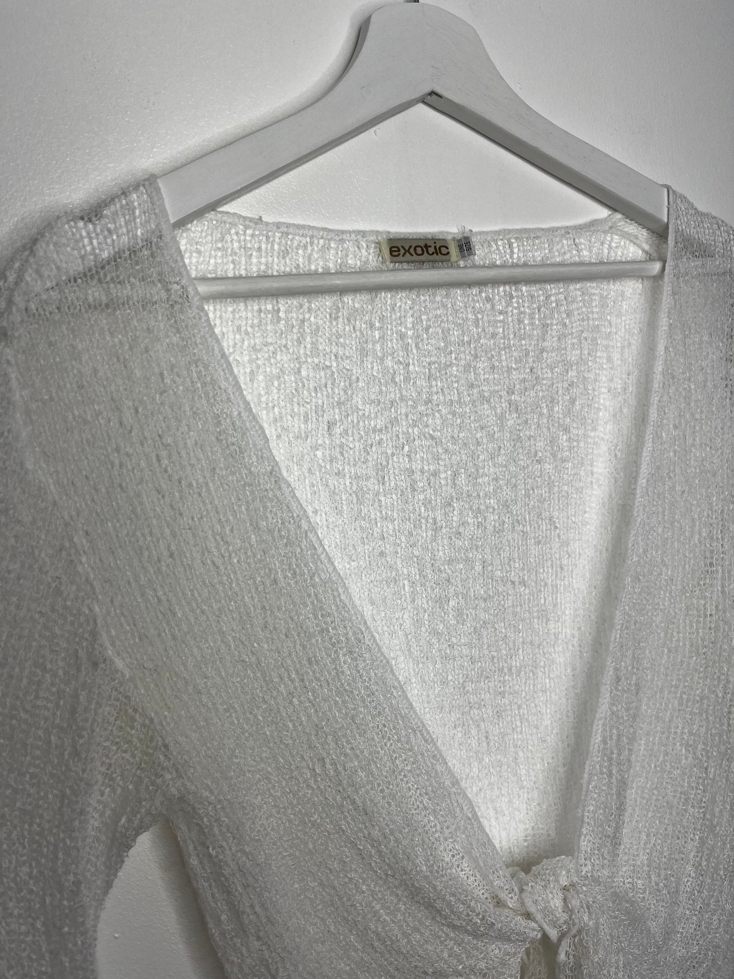 White Crochet Vintage Tie Cardigan