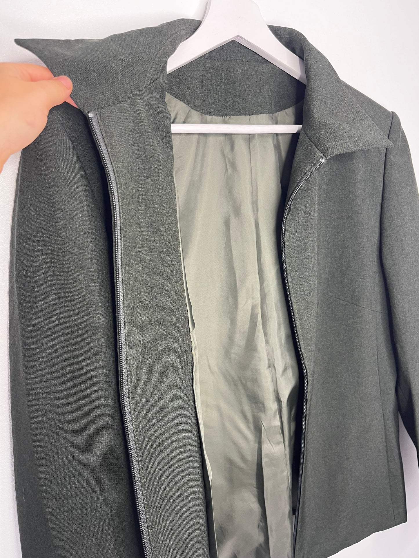 Dark Green Boxy Staple Zip Vintage Jacket