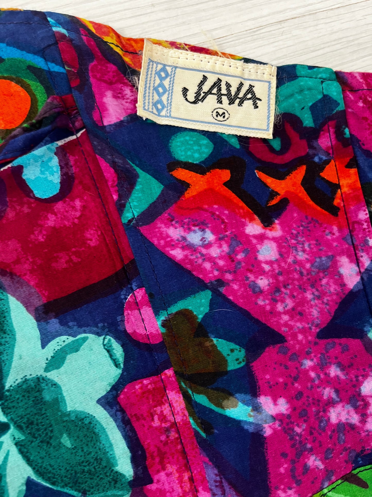 1990s Colourful Vintage Cropped Tie Back Top