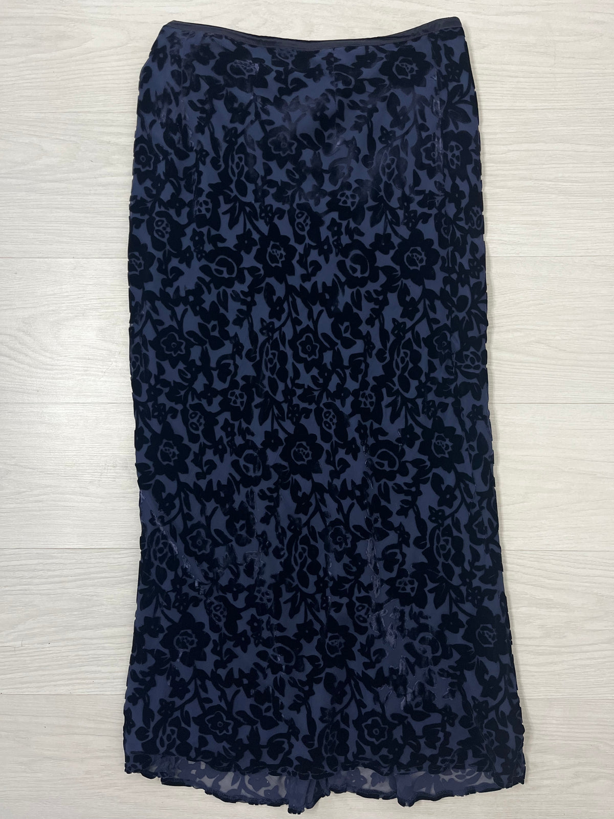 Part Silk Vintage Monsoon Navy Maxi Skirt