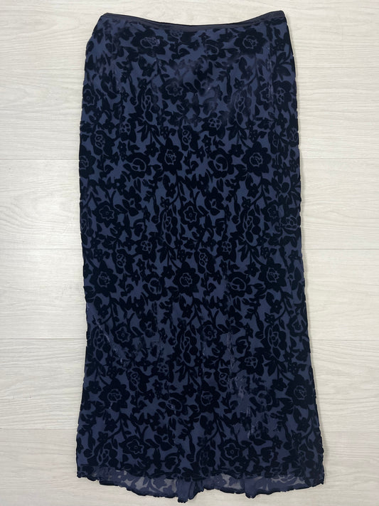 Part Silk Vintage Monsoon Navy Maxi Skirt