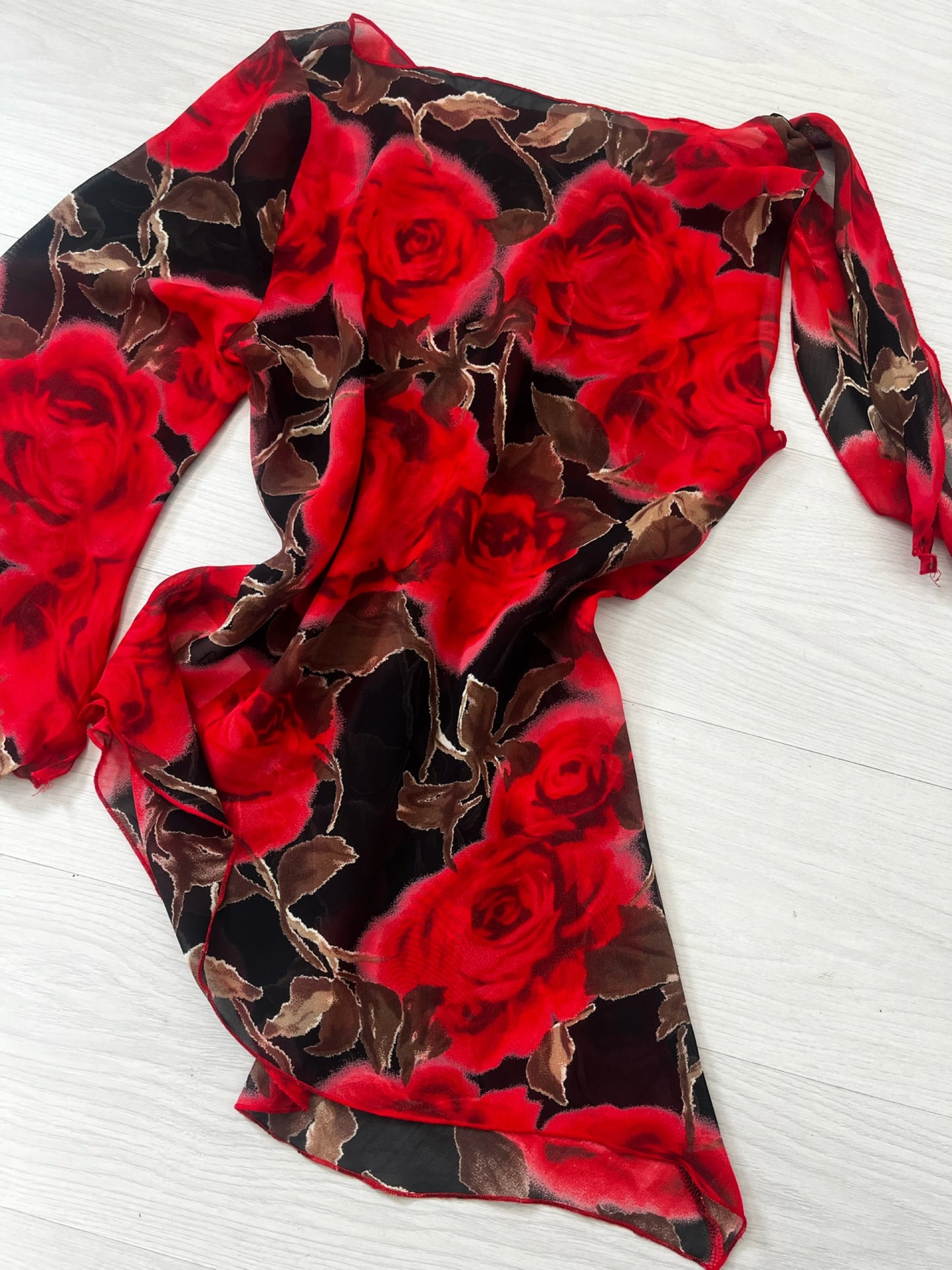 Y2k Asymmetrical Semi Sheer Vintage Red Blouse