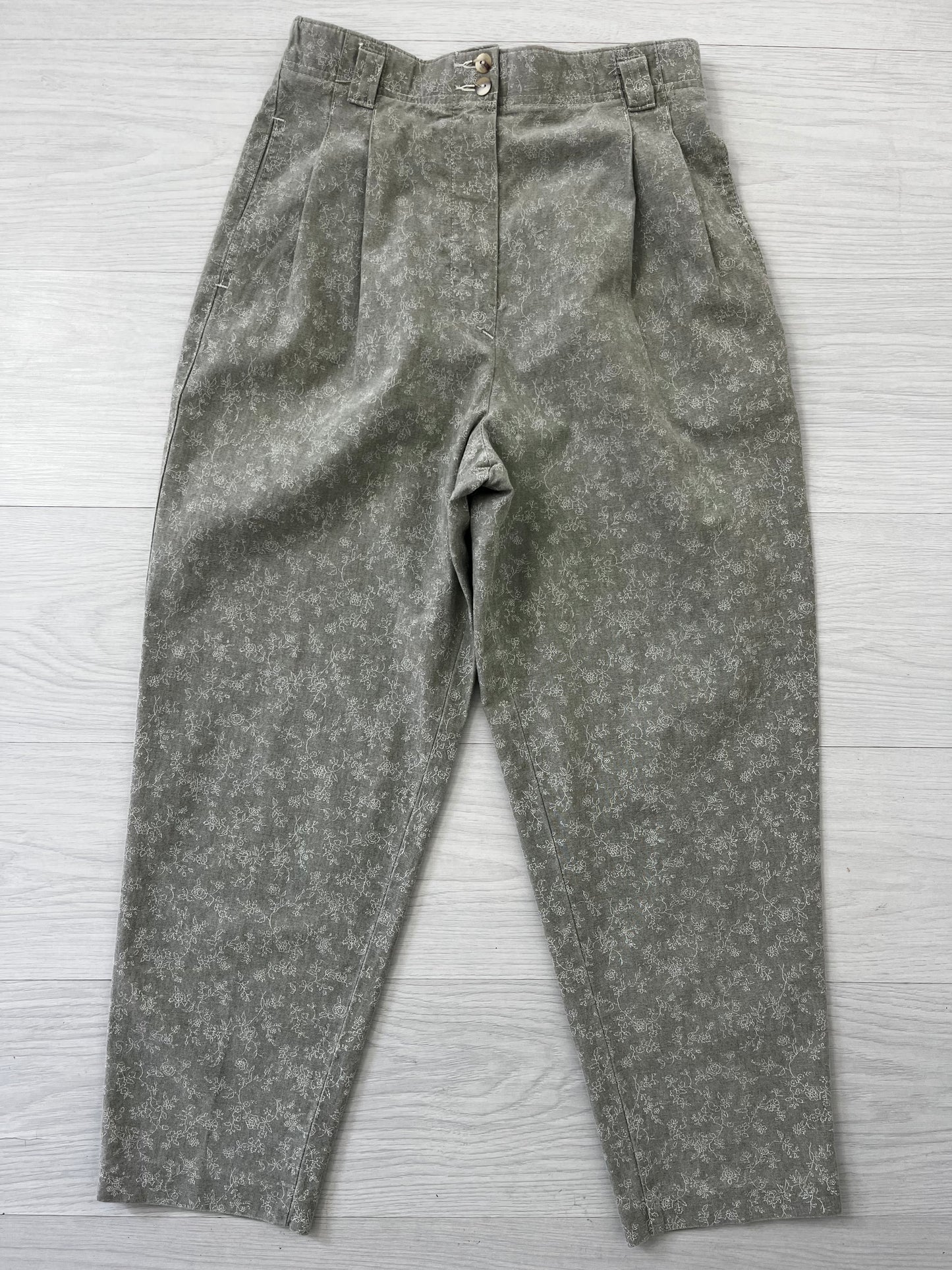 Highwaisted Pale Green Vintage Cotton Trousers
