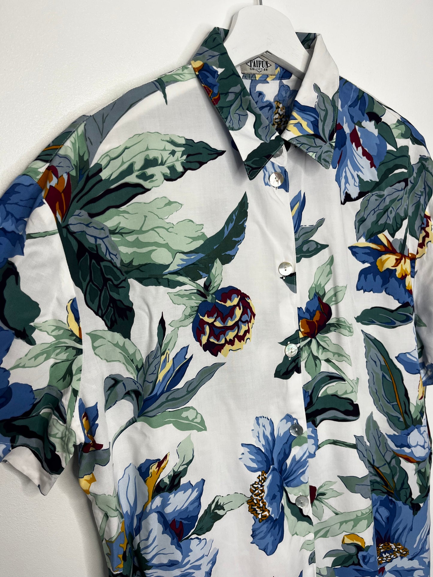 Blue Vintage Floral Summer Shirt