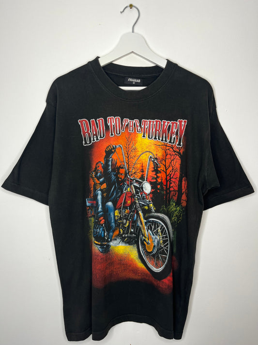 Pure Cotton Black Biker Vintage T-Shirt