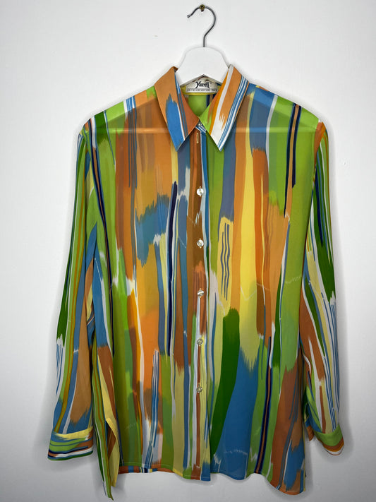 Semi Sheer Green Mix Vintage Shirt