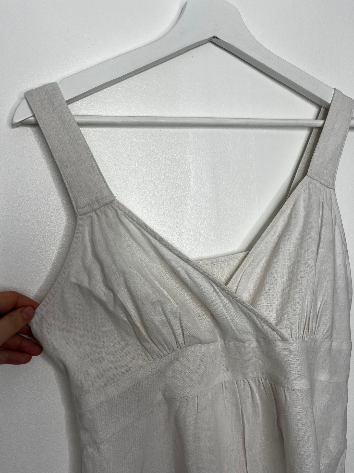 Casual White Linen Vintage Dress