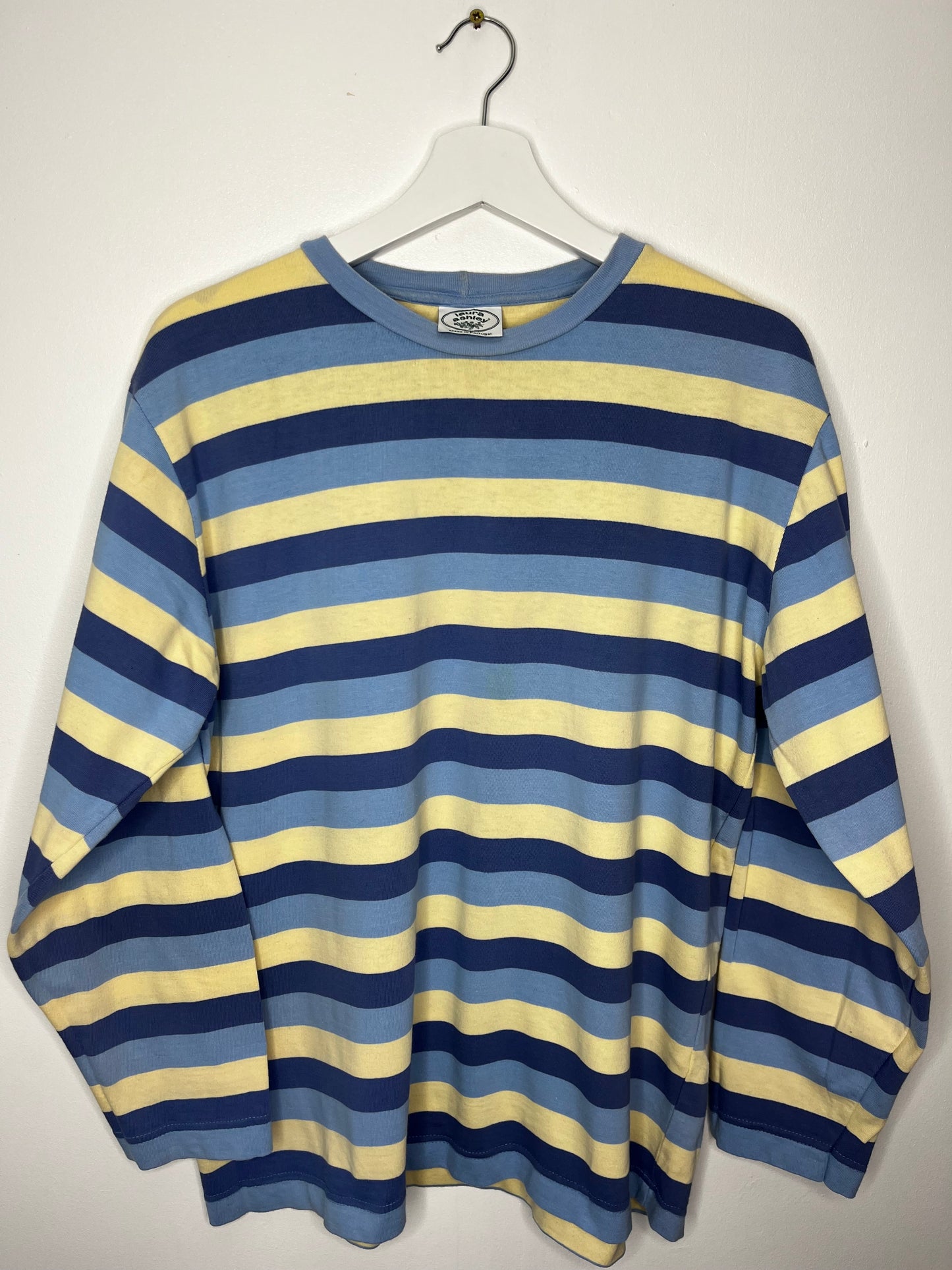 True Vintage Laura Ashley Blue Yellow Stripe Top