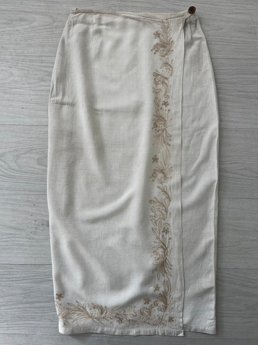 Highwaisted Cream Vintage Wrap Maxi Skirt