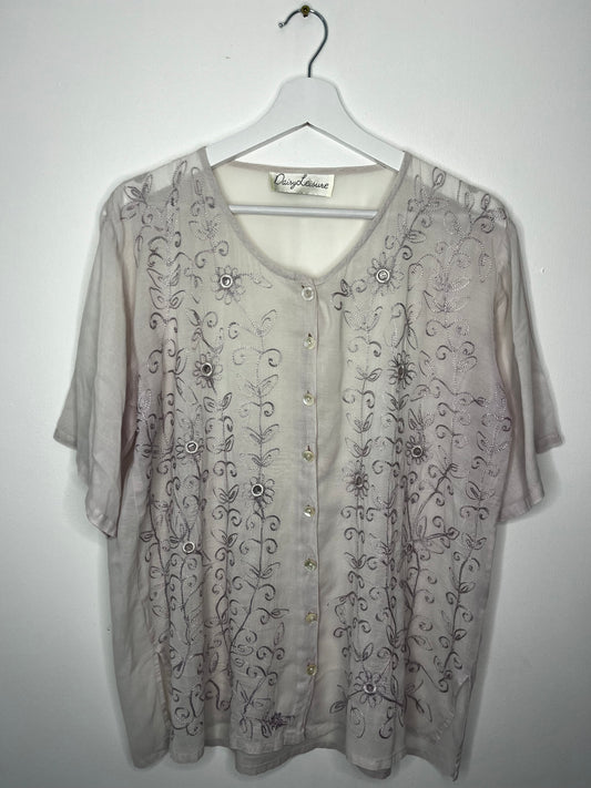 Pale Lilac Fairycore Embroidered Vintage Blouse