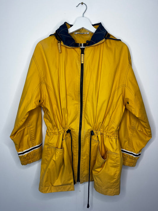 Tie Waist Hooded Yellow Vintage Coat Jacket