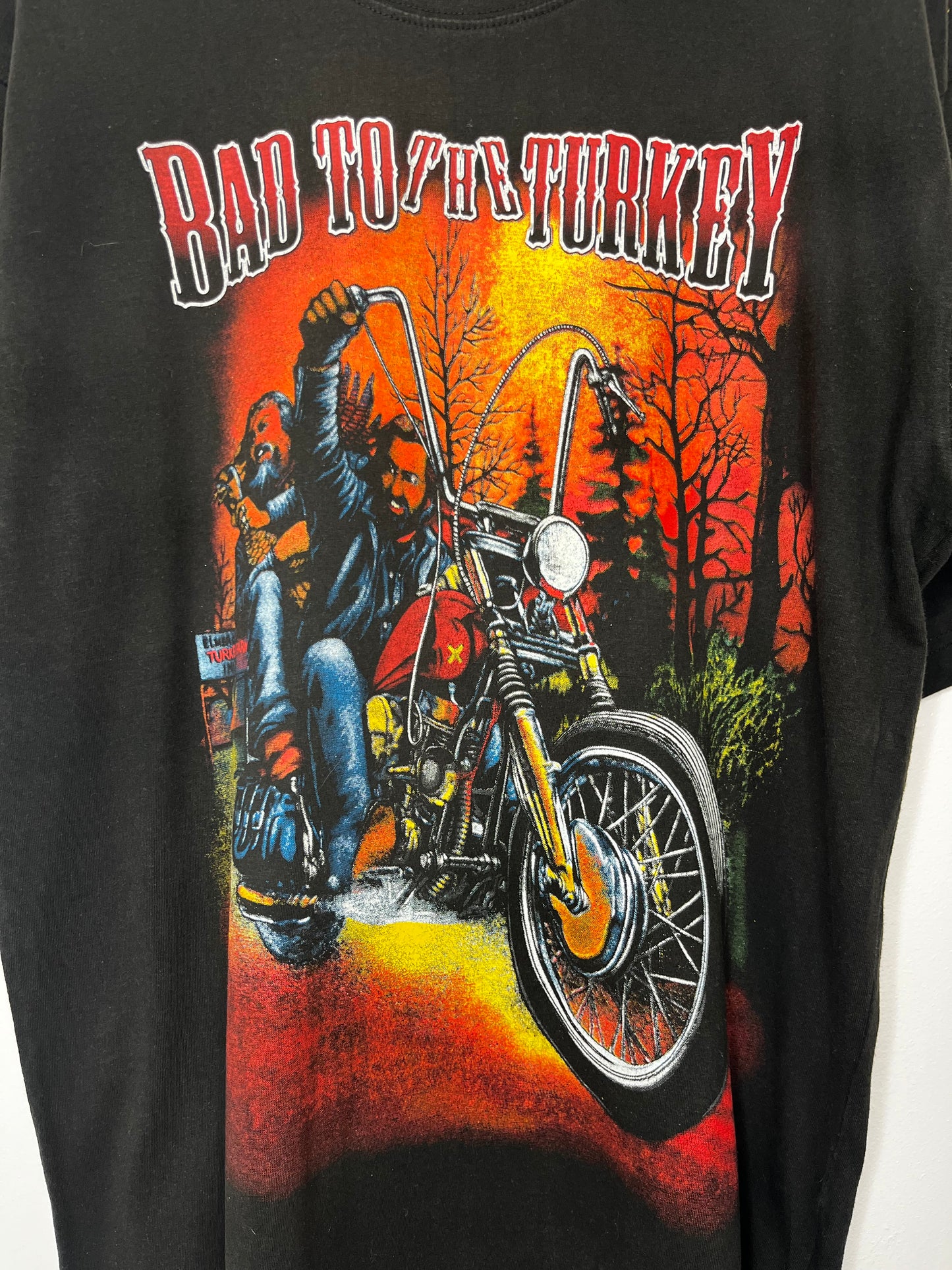 Pure Cotton Black Biker Vintage T-Shirt