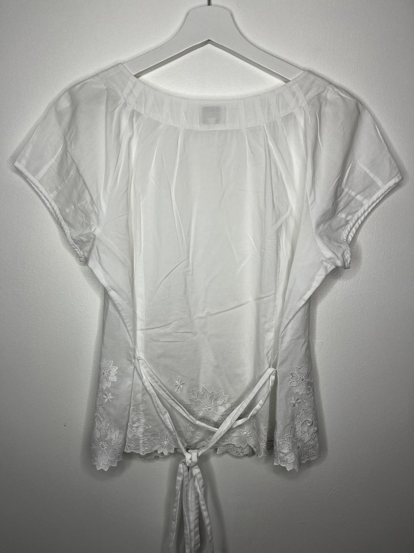 Pure Cotton Button Down Embroidered White Blouse