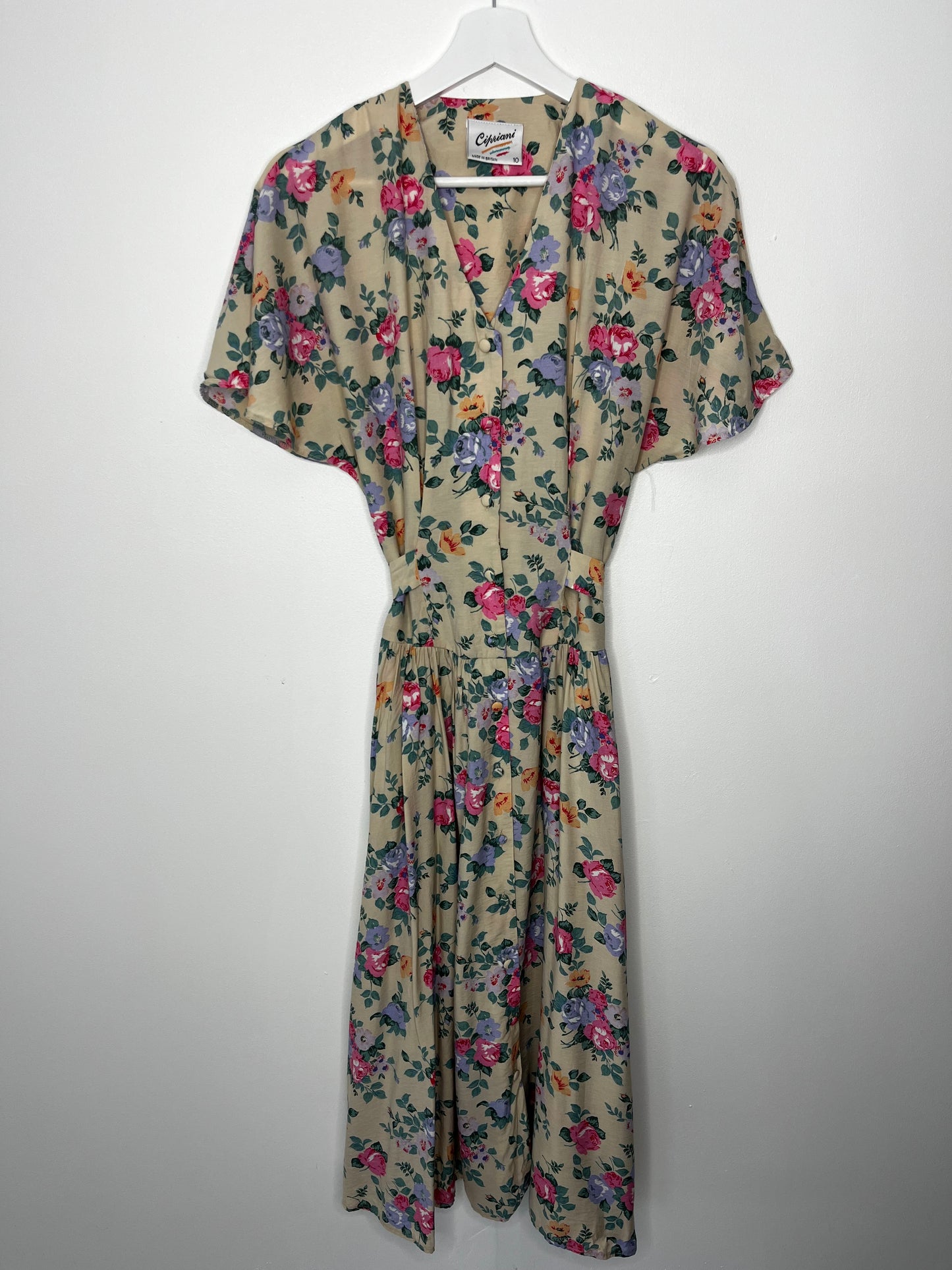 Button Down True Vintage Floral Tie Back Dress