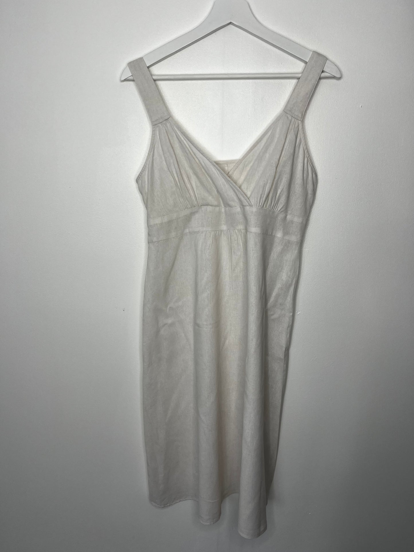 Casual White Linen Vintage Dress