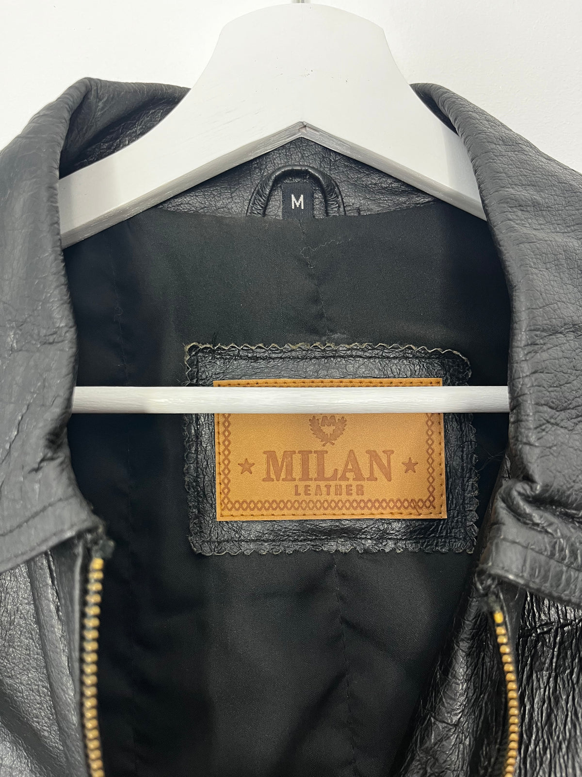 Black Vintage Leather Zip Up Jacket