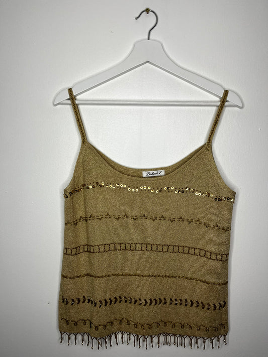Gold Beaded Vintage Cami Strap Top
