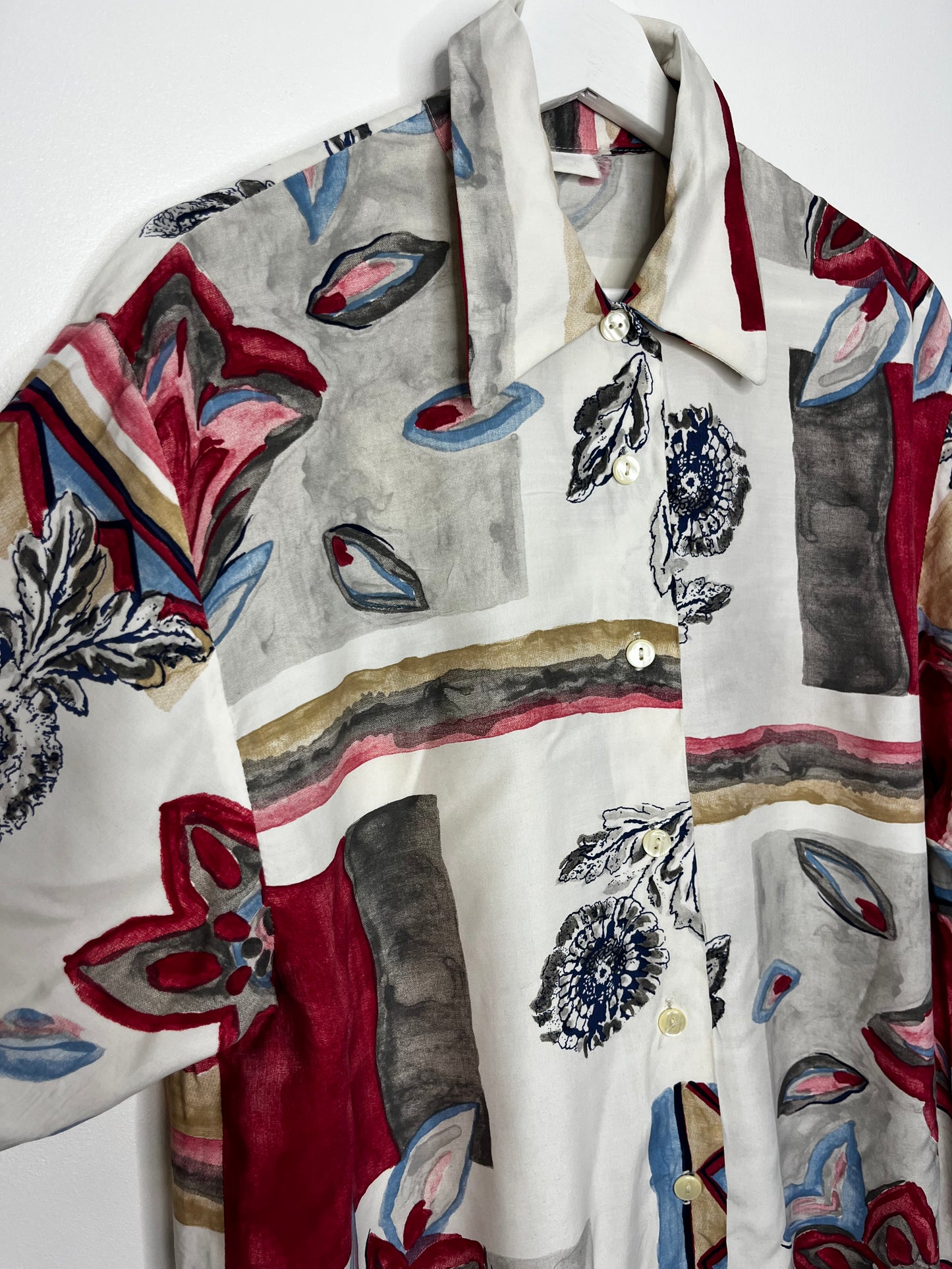True Vintage Multi Pattern Burgundy White Shitt