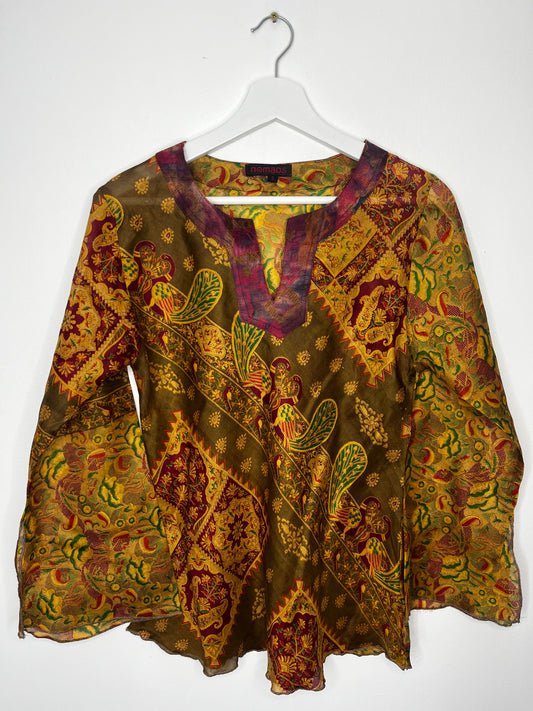 Pure Silk Vintage Fairycore Paisley Blouse